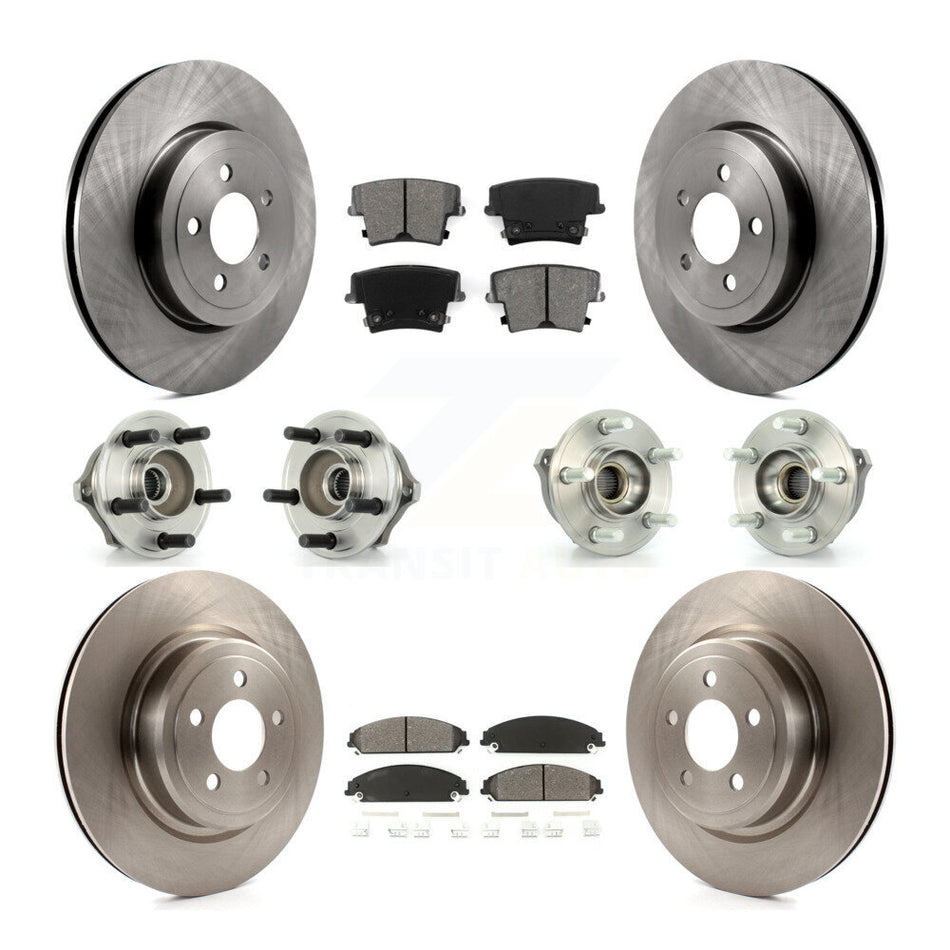 Front Rear Hub Bearings Assembly Disc Brake Rotors And Semi-Metallic Pads Kit (10Pc) For 2007-2008 Dodge Charger AWD with 5.7L With Police Package KBB-109553