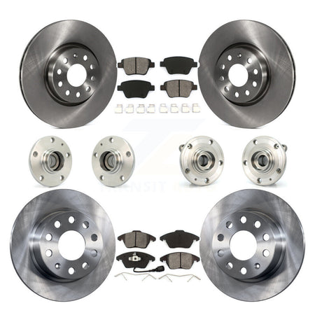 Front Rear Hub Bearing Brake Rotor And Pad Kit (10Pc) For 2017-2018 Volkswagen Jetta 2.0L KBB-109574