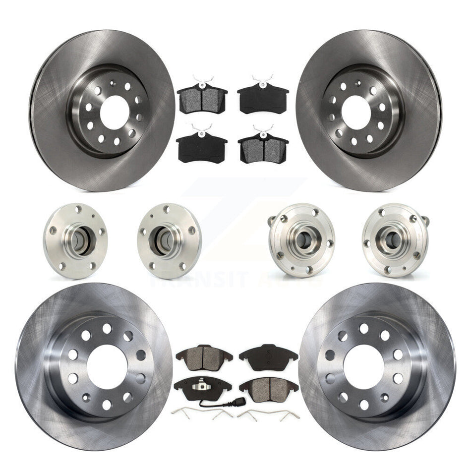 Front Rear Hub Bearings Assembly Disc Brake Rotors And Semi-Metallic Pads Kit (10Pc) For Volkswagen Jetta Beetle KBB-109575
