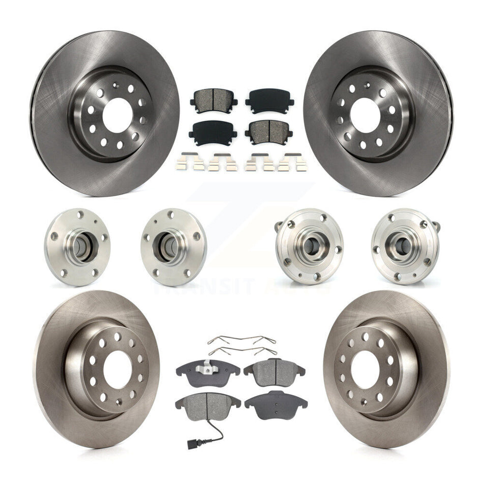 Front Rear Hub Bearings Assembly Disc Brake Rotors And Semi-Metallic Pads Kit (10Pc) For Volkswagen Tiguan Audi Q3 KBB-109576