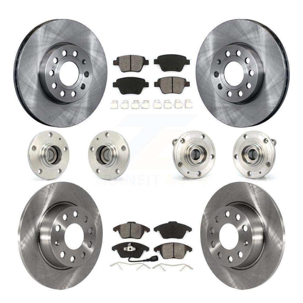 Front Rear Hub Bearing Assembly Disc Brake Rotor And Pad Kit (10Pc) For Volkswagen Beetle KBB-109580