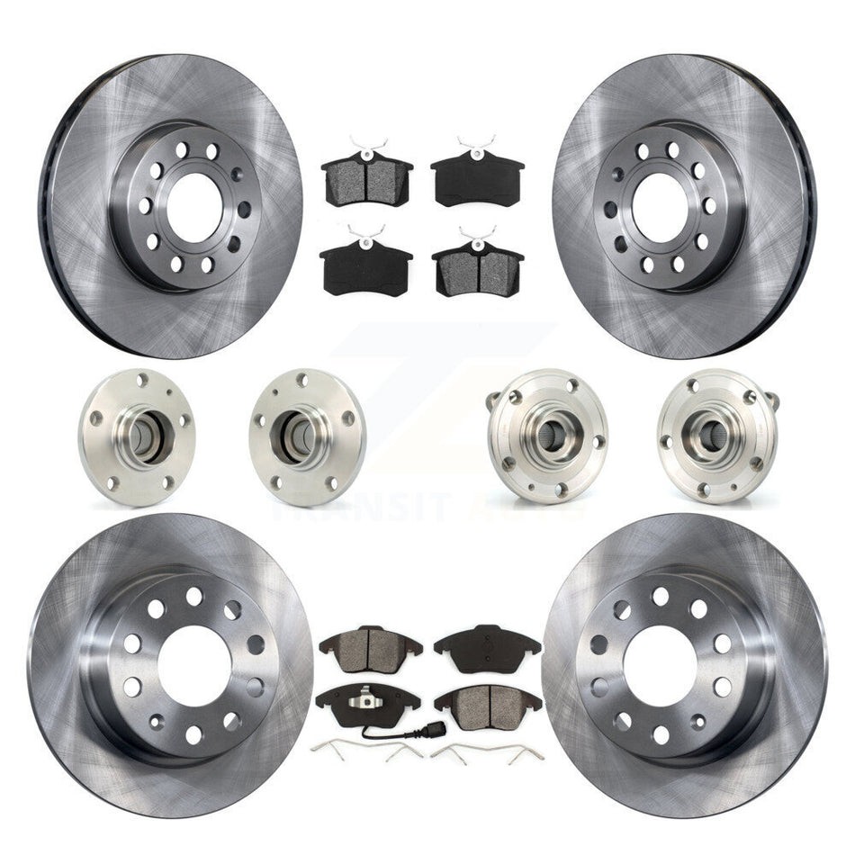 Front Rear Hub Bearings Assembly Disc Brake Rotors And Semi-Metallic Pads Kit (10Pc) For Volkswagen Jetta Beetle KBB-109581