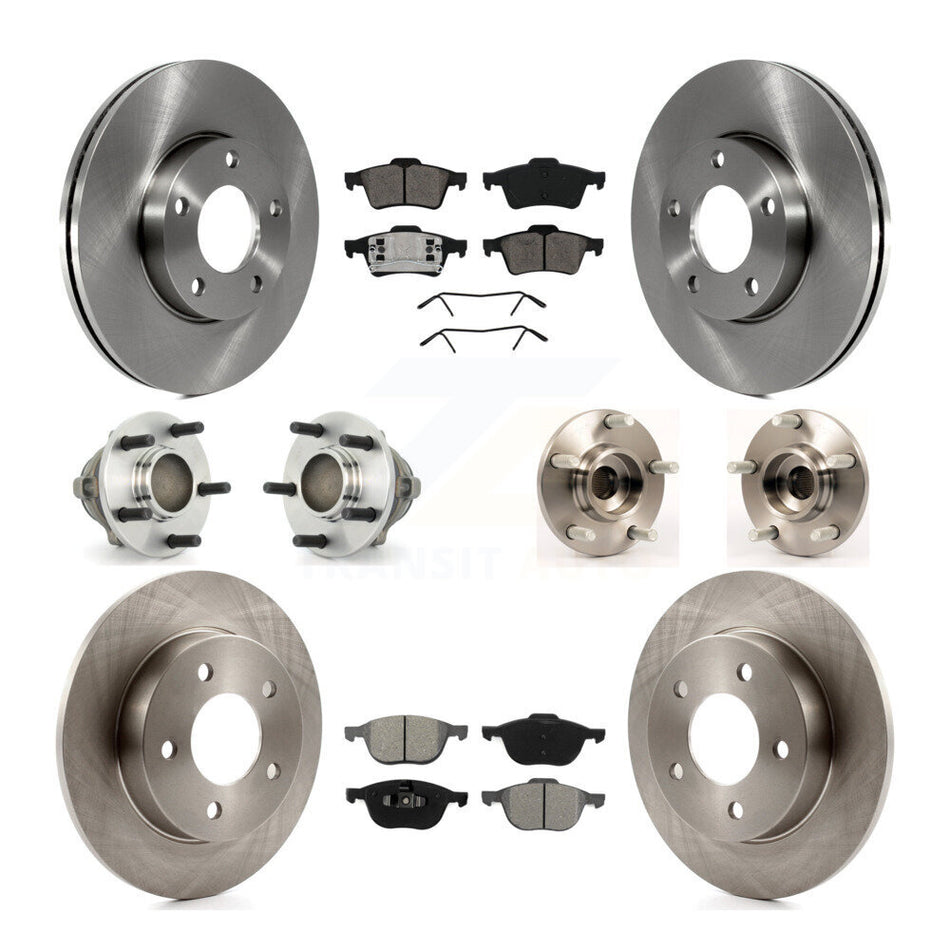 Front Rear Hub Bearings Assembly Disc Brake Rotors And Semi-Metallic Pads Kit (10Pc) For Mazda 3 2.0L with 4-Wheel ABS KBB-109619