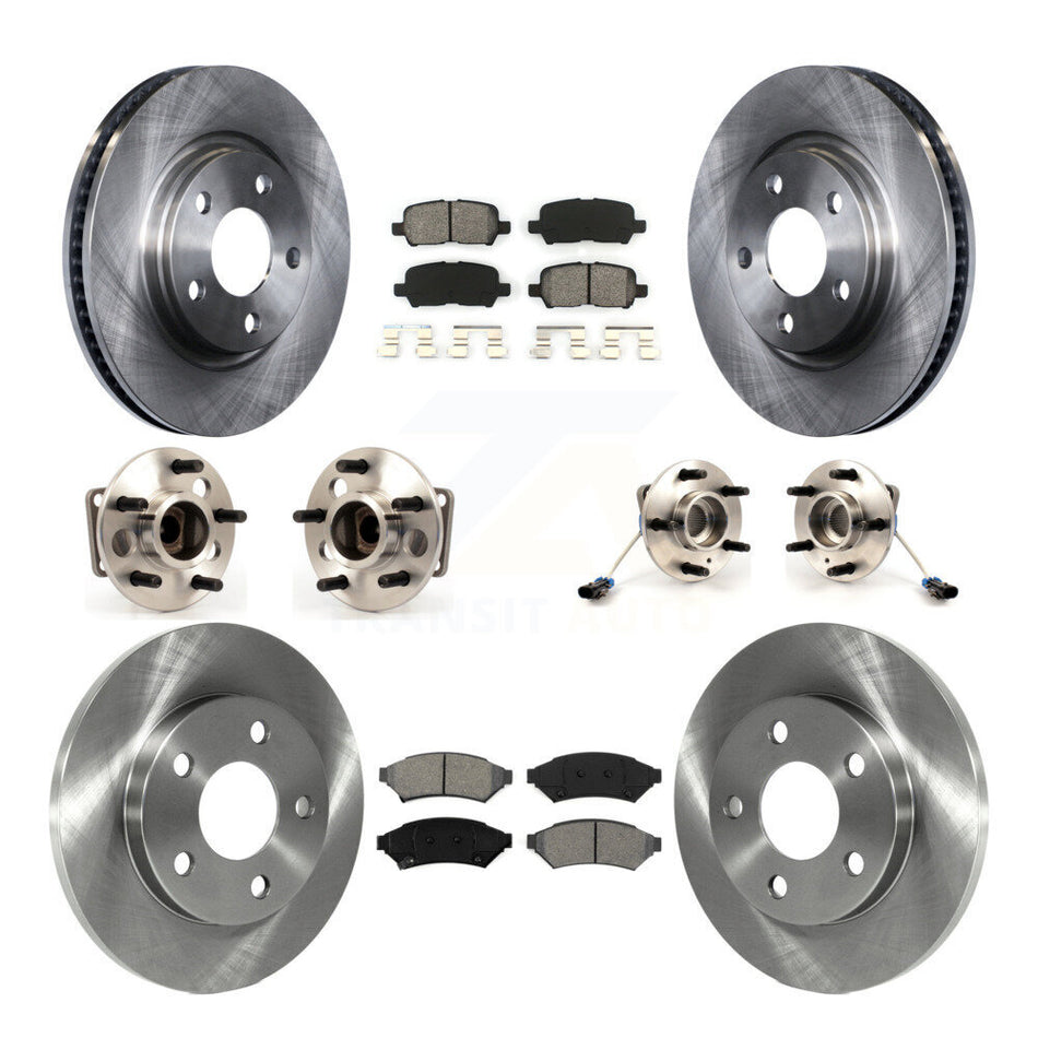 Front Rear Hub Bearings Assembly Disc Brake Rotors And Semi-Metallic Pads Kit (10Pc) For Pontiac Grand Prix Buick LaCrosse Allure KBB-109623