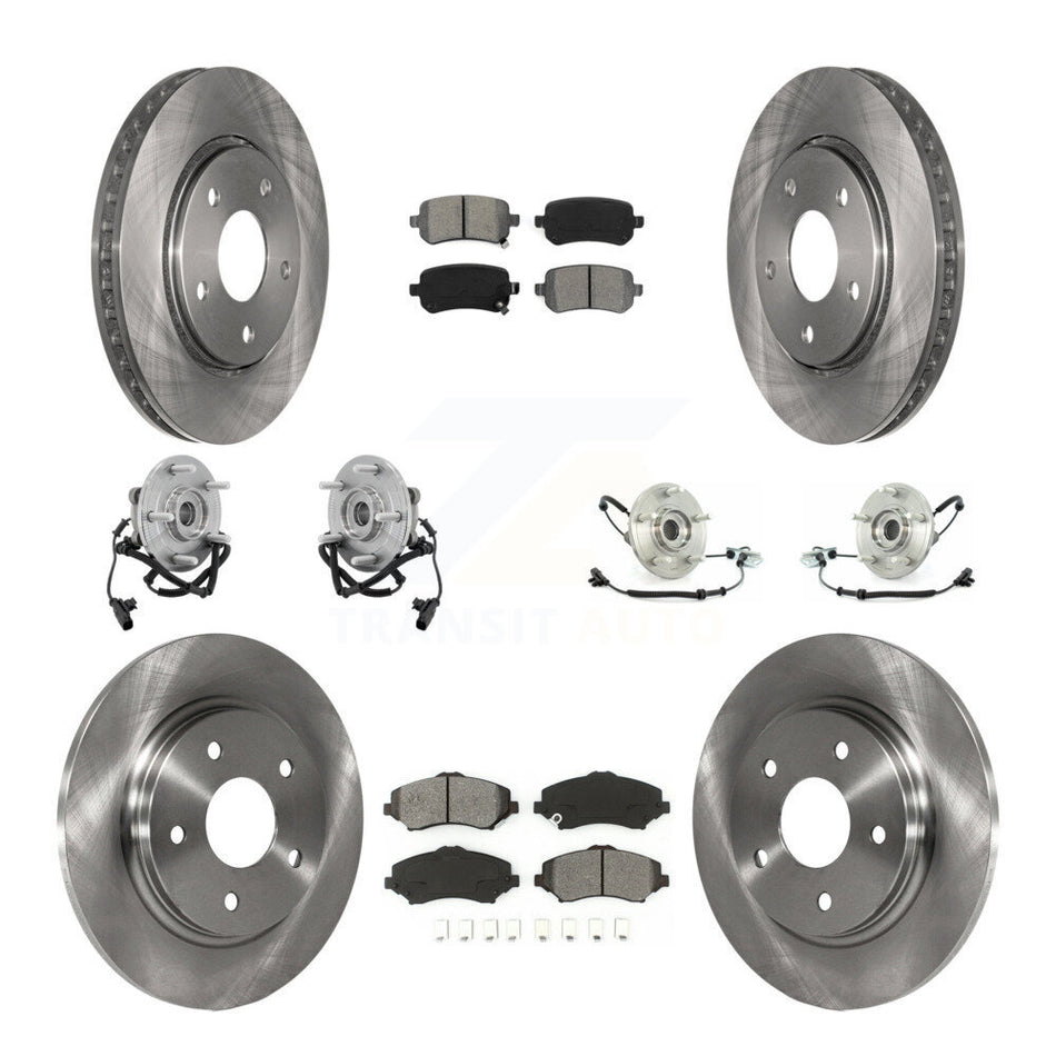Front Rear Hub Bearings Assembly Disc Brake Rotors And Semi-Metallic Pads Kit (10Pc) For Chrysler Town & Country Dodge Grand Caravan Volkswagen Routan KBB-109629