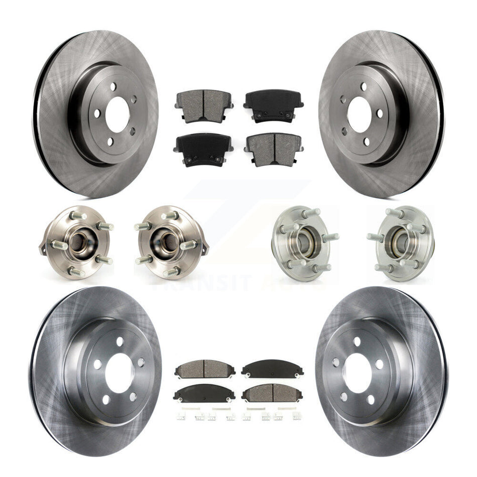 Front Rear Hub Bearings Assembly Disc Brake Rotors And Semi-Metallic Pads Kit (10Pc) For Dodge Chrysler 300 Charger Challenger KBB-109635