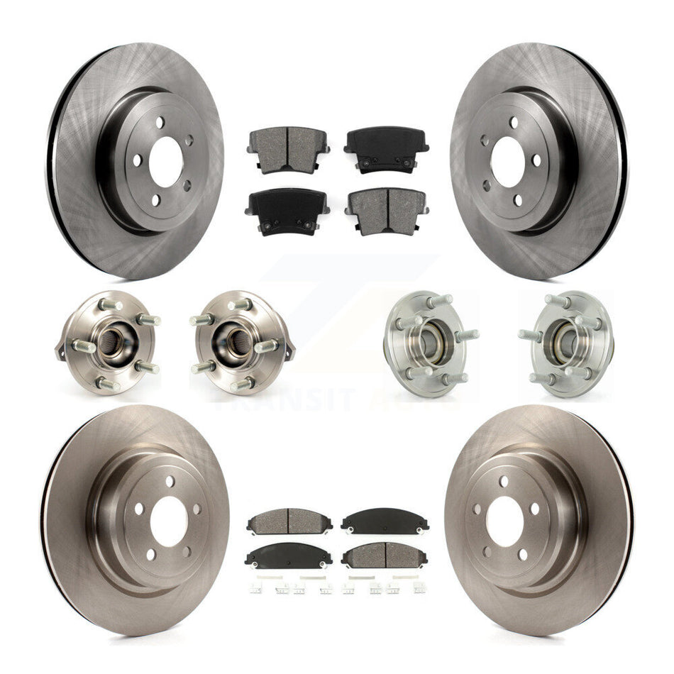 Front Rear Hub Bearings Assembly Disc Brake Rotors And Semi-Metallic Pads Kit (10Pc) For Dodge Charger With Police Package KBB-109636