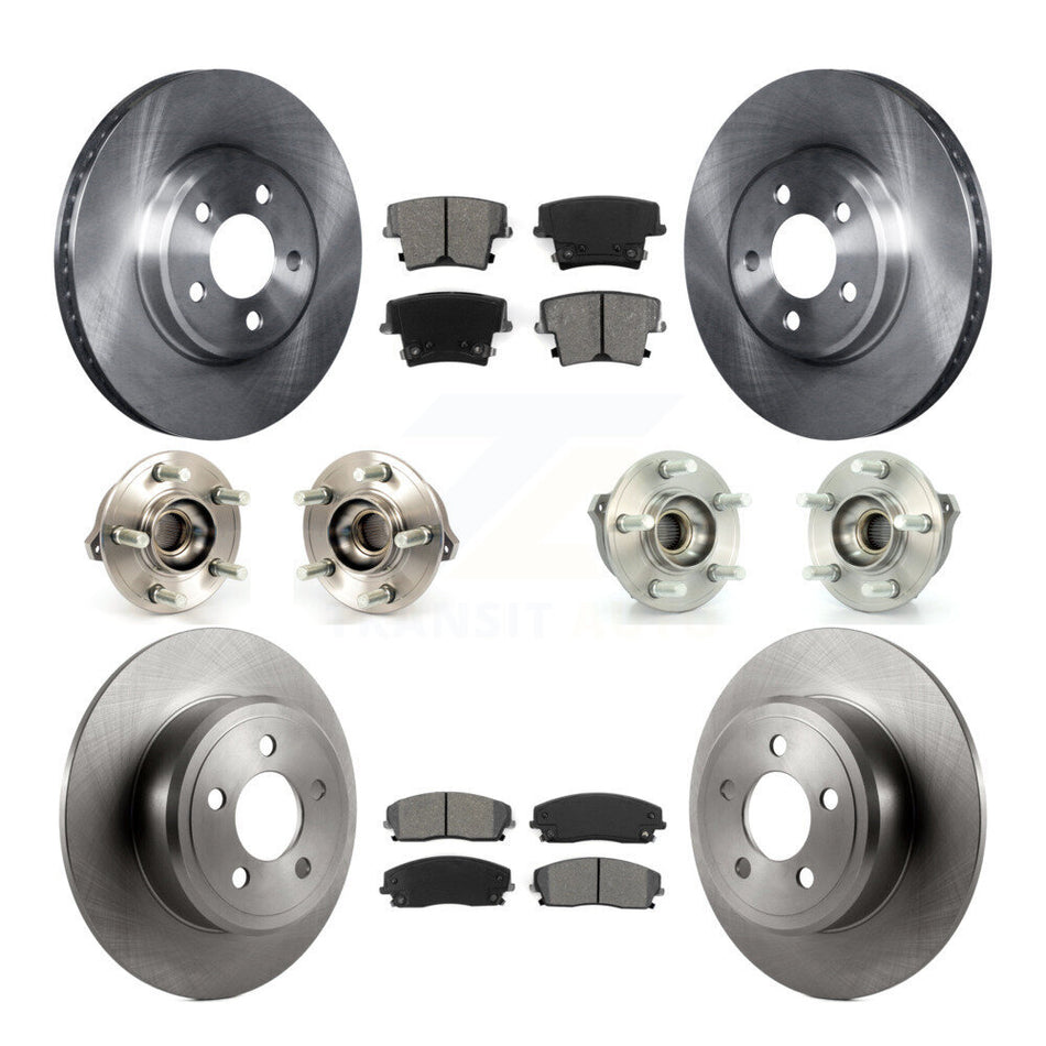 Front Rear Hub Bearings Assembly Disc Brake Rotors And Semi-Metallic Pads Kit (10Pc) For Dodge Charger Chrysler 300 AWD with 2.7L KBB-109638