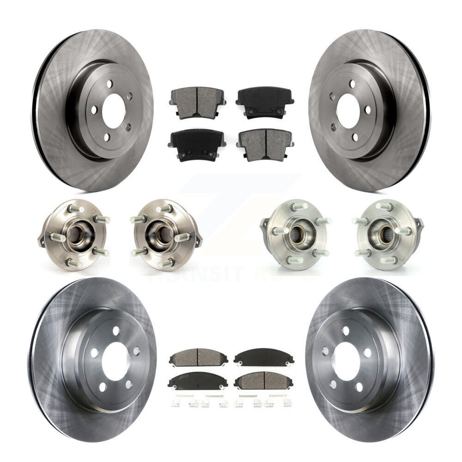 Front Rear Hub Bearings Assembly Disc Brake Rotors And Semi-Metallic Pads Kit (10Pc) For Dodge Charger Chrysler 300 KBB-109639