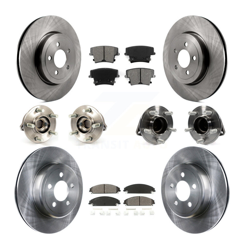 Front Rear Hub Bearings Assembly Disc Brake Rotors And Semi-Metallic Pads Kit (10Pc) For Dodge Chrysler 300 Charger Challenger KBB-109642