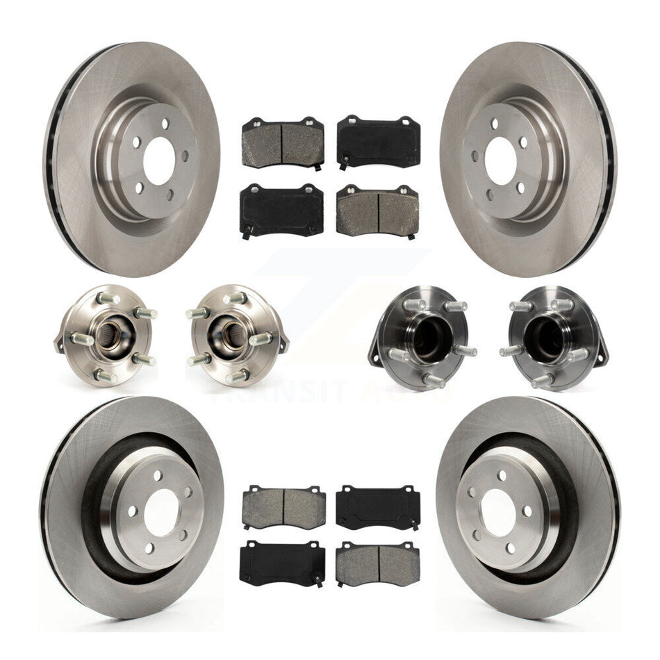 Front Rear Hub Bearings Assembly Disc Brake Rotors And Semi-Metallic Pads Kit (10Pc) For 2012 Chrysler 300 SRT8 with RWD With Heavy Duty Brakes KBB-109644