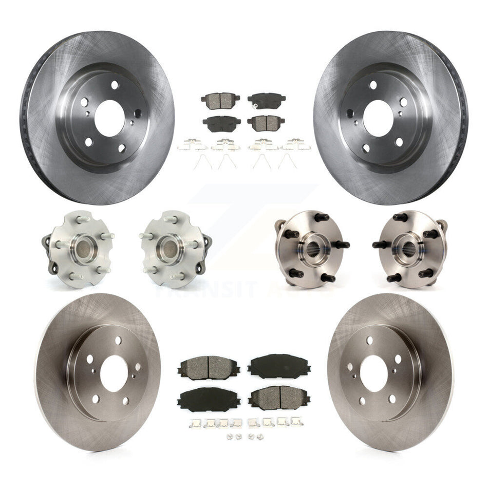 Front Rear Hub Bearings Assembly Disc Brake Rotors And Semi-Metallic Pads Kit (10Pc) For 2016 Scion iM KBB-109646