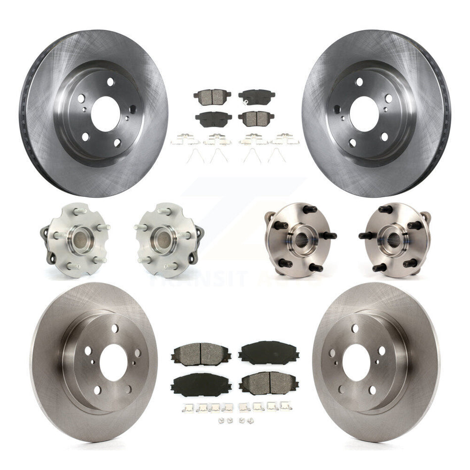 Front Rear Hub Bearings Assembly Disc Brake Rotors And Semi-Metallic Pads Kit (10Pc) For 2011-2016 Scion tC Automatic transmission KBB-109647