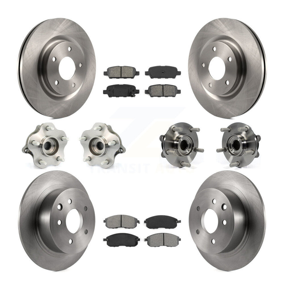 Front Rear Hub Bearings Assembly Disc Brake Rotors And Semi-Metallic Pads Kit (10Pc) For Nissan Juke KBB-109654