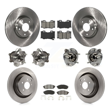 Front Rear Hub Bearing Disc Brake Rotor And Semi-Metallic Pads Kit (10Pc) For Nissan 370Z KBB-109662