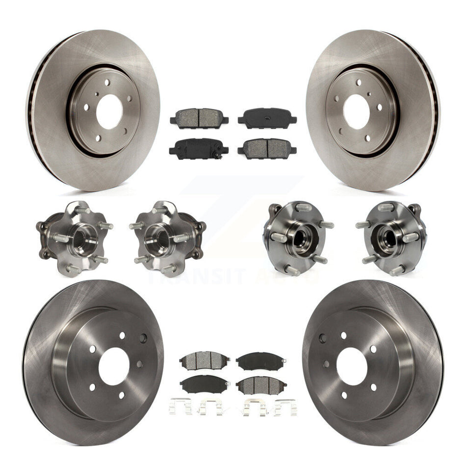 Front Rear Hub Bearings Assembly Disc Brake Rotors And Semi-Metallic Pads Kit (10Pc) For Infiniti FX35 QX70 INFINITI KBB-109663
