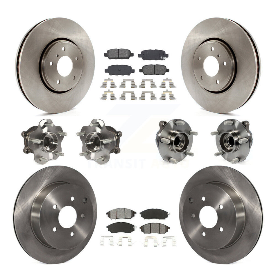 Front Rear Hub Bearings Assembly Disc Brake Rotors And Semi-Metallic Pads Kit (10Pc) For Infiniti FX35 QX70 INFINITI KBB-109663