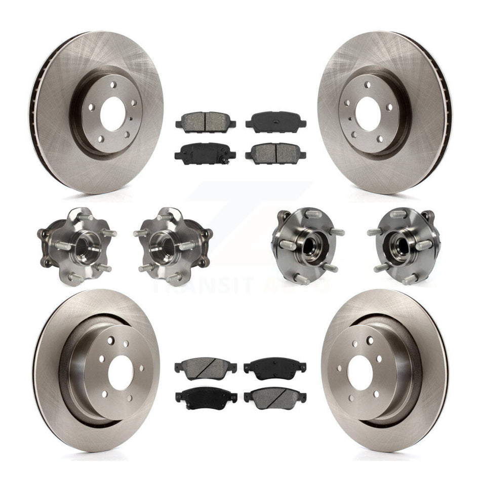 Front Rear Hub Bearings Assembly Disc Brake Rotors And Semi-Metallic Pads Kit (10Pc) For Infiniti G37 G35 Q60 INFINITI KBB-109664