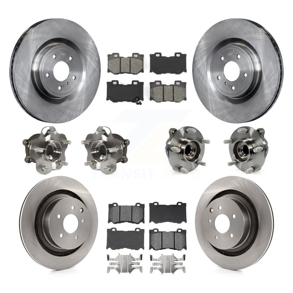 Front Rear Hub Bearings Assembly Disc Brake Rotors And Semi-Metallic Pads Kit (10Pc) For Infiniti G37 Nissan 370Z Q60 INFINITI KBB-109666