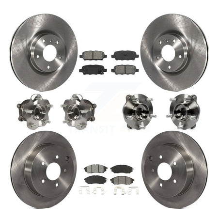 Front Rear Hub Bearing Disc Brake Rotor & Pads Kit (10Pc) For 2015-2017 INFINITI QX70 AWD KBB-109670