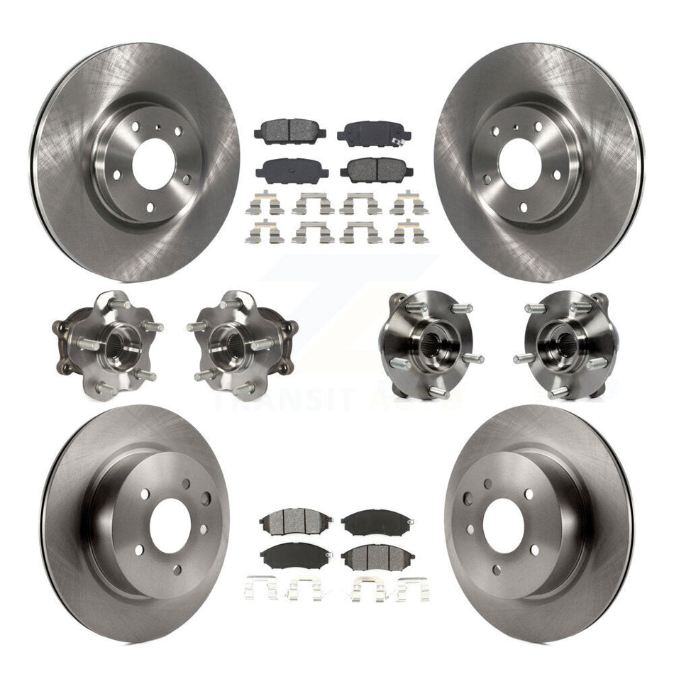 Front Rear Hub Bearing Brake Rotor Pad Kit (10Pc) For INFINITI G37 EX35 QX50 EX37 G25 M35 KBB-109671