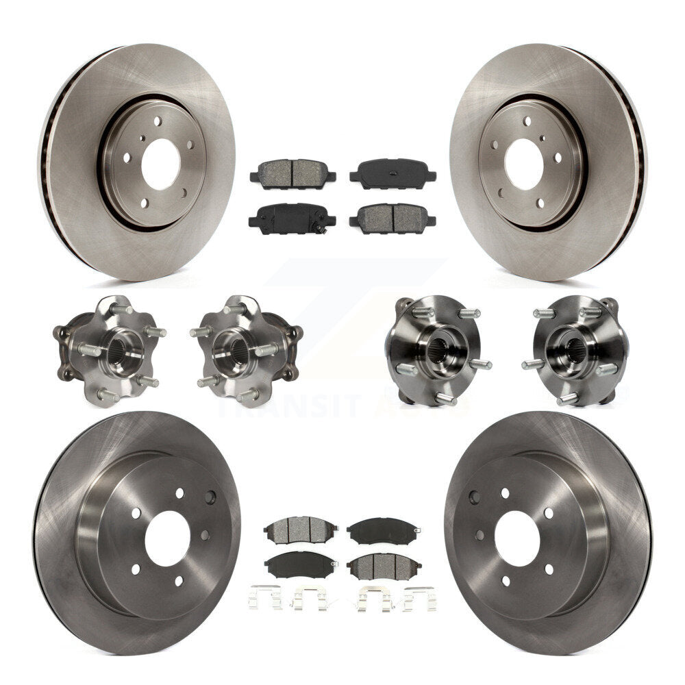 Front Rear Hub Bearings Disc Brake Rotors And Pads Kit (10Pc) For INFINITI FX35 FX37 AWD KBB-109672