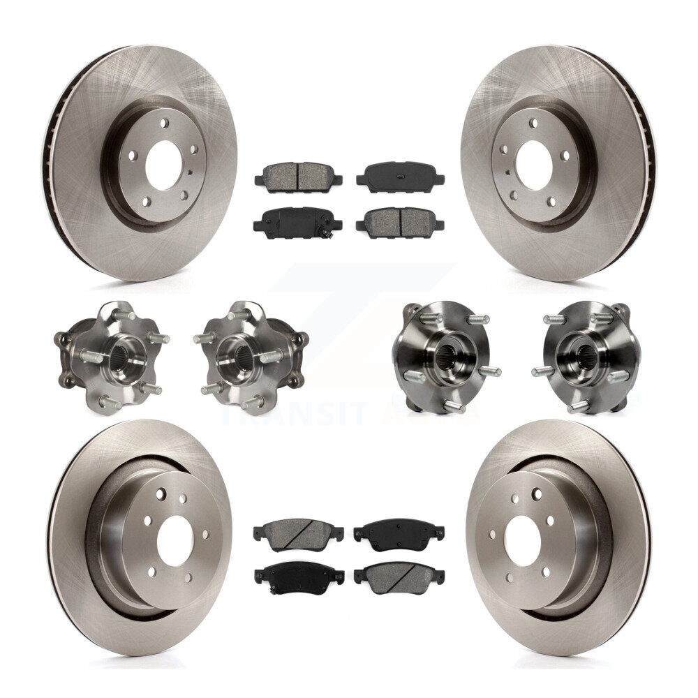 Front Rear Hub Bearing Assembly Disc Brake Rotor And Pads Kit (10Pc) For INFINITI G35 Q60 KBB-109673