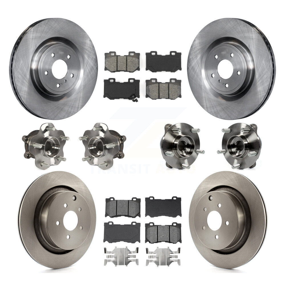 Front Rear Hub Bearings Assembly Disc Brake Rotors And Pads Kit (10Pc) For INFINITI FX50 KBB-109675