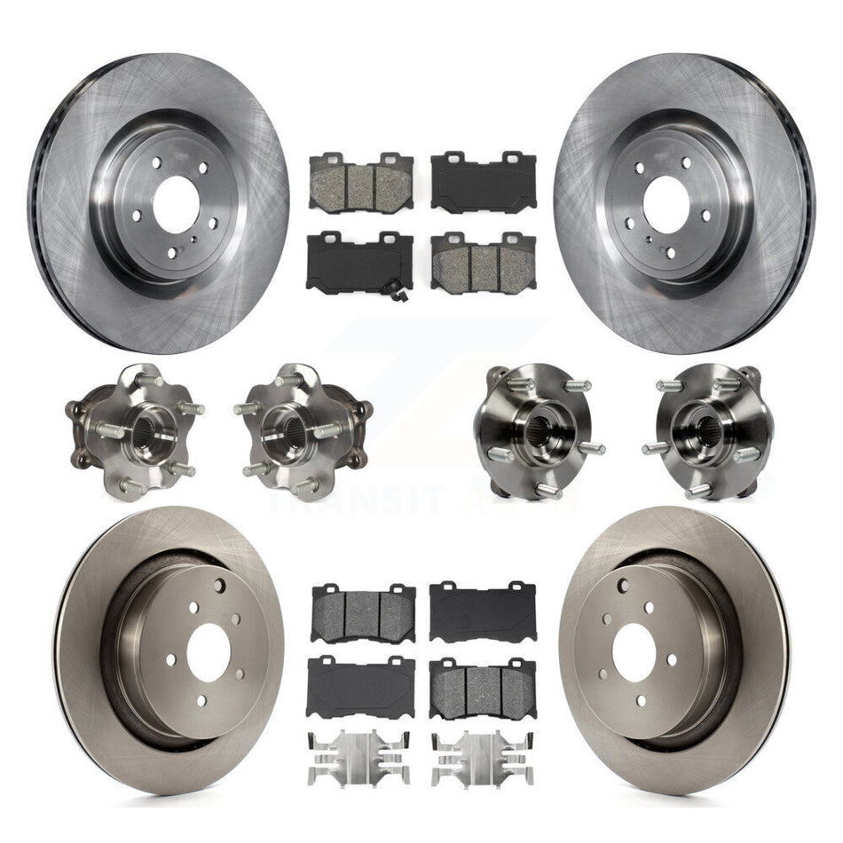 Front Rear Hub Bearings Assembly Disc Brake Rotors And Pads Kit (10Pc) For INFINITI FX50 KBB-109675