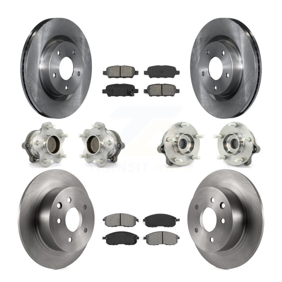 Front Rear Hub Bearings Assembly Disc Brake Rotors And Semi-Metallic Pads Kit (10Pc) For Nissan Altima KBB-109681