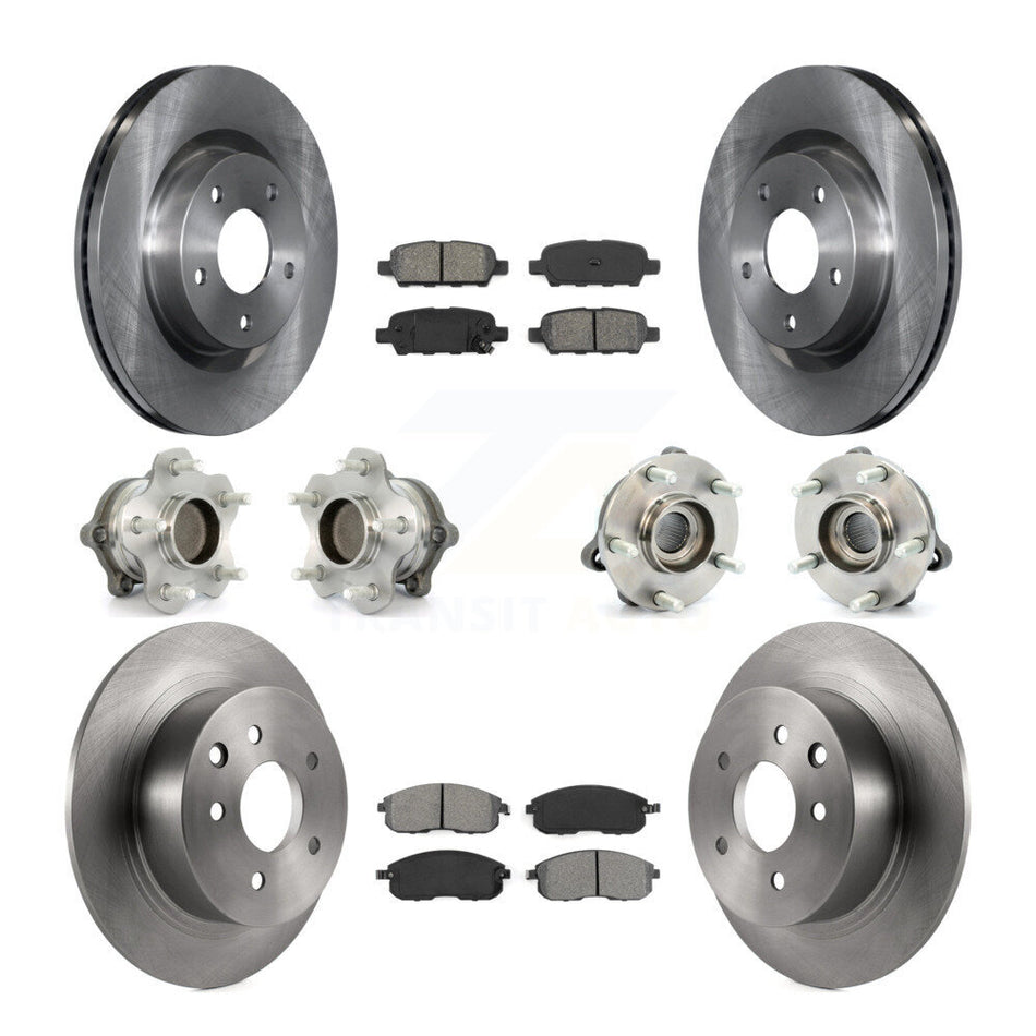 Front Rear Hub Bearings Assembly Disc Brake Rotors And Semi-Metallic Pads Kit (10Pc) For Nissan Altima KBB-109683