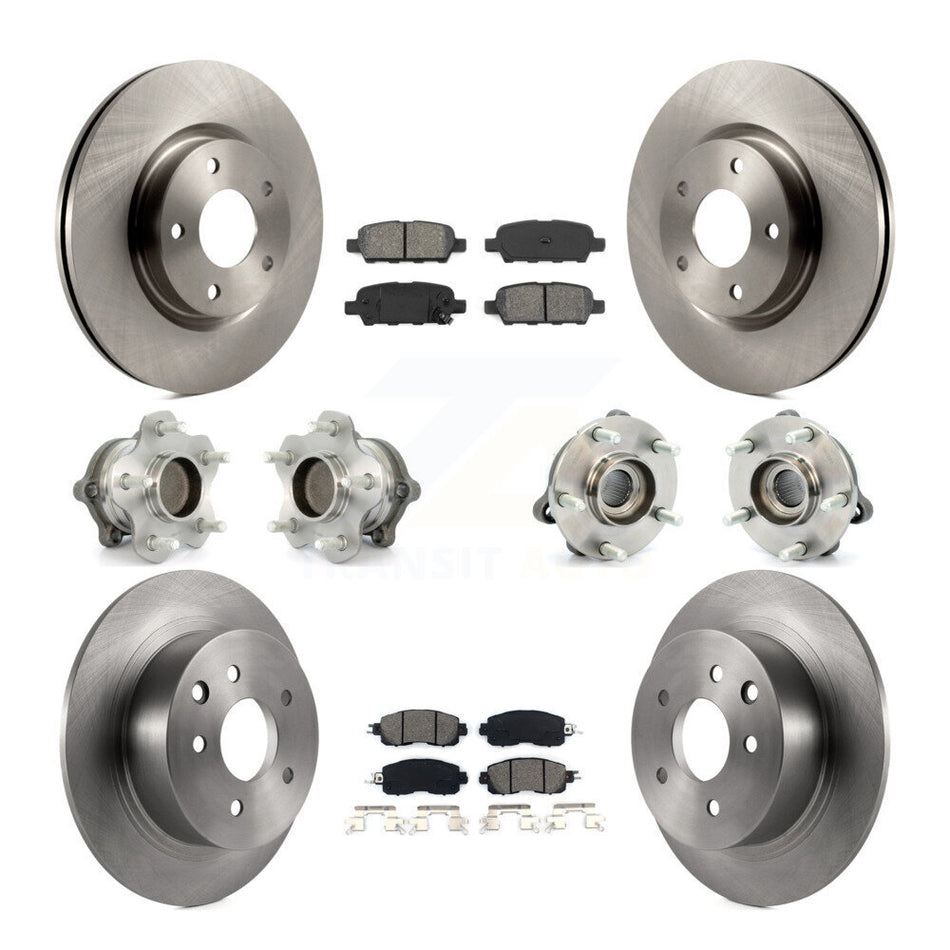 Front Rear Hub Bearings Assembly Disc Brake Rotors And Semi-Metallic Pads Kit (10Pc) For Nissan Altima KBB-109687