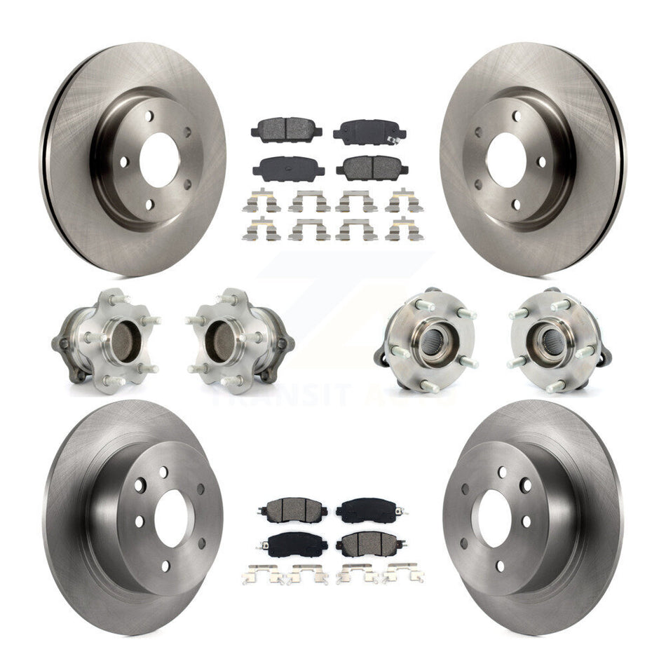 Front Rear Hub Bearings Assembly Disc Brake Rotors And Semi-Metallic Pads Kit (10Pc) For Nissan Altima KBB-109687
