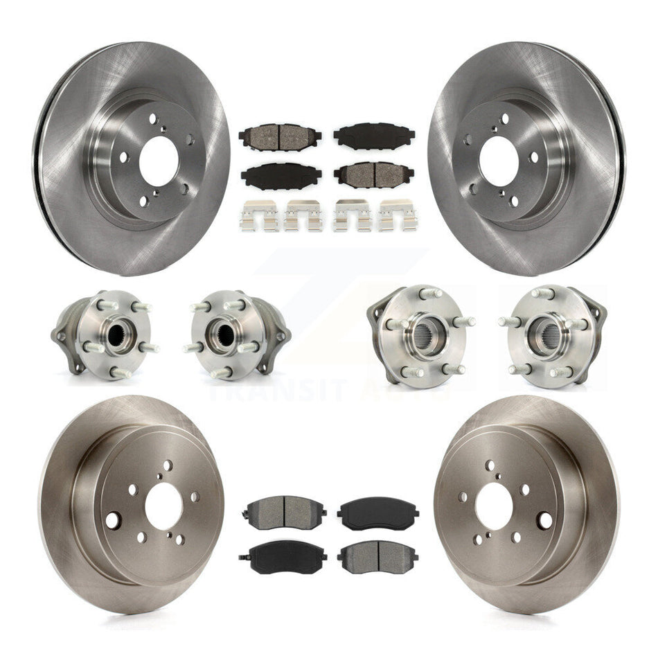 Front Rear Hub Bearings Assembly Disc Brake Rotors And Semi-Metallic Pads Kit (10Pc) For Subaru Impreza KBB-109691