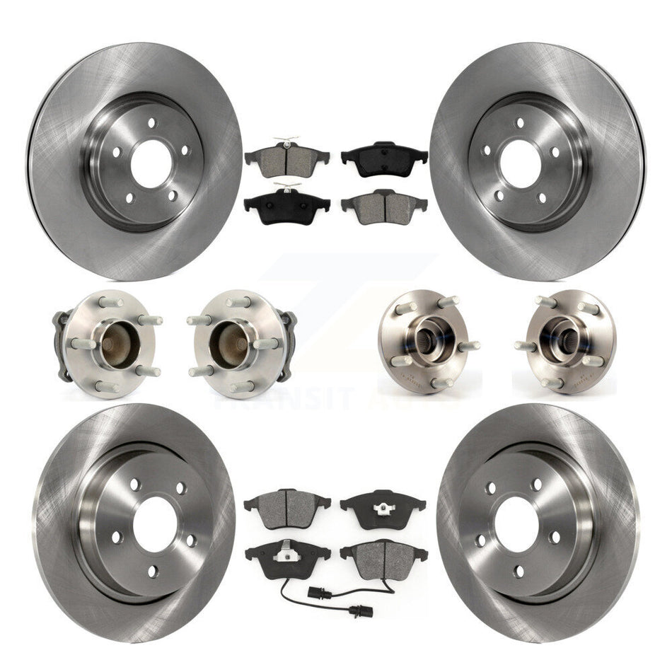 Front Rear Hub Bearings Assembly Disc Brake Rotors And Semi-Metallic Pads Kit (10Pc) For Volvo S40 C70 V50 With 320mm Diameter Rotor KBB-109702