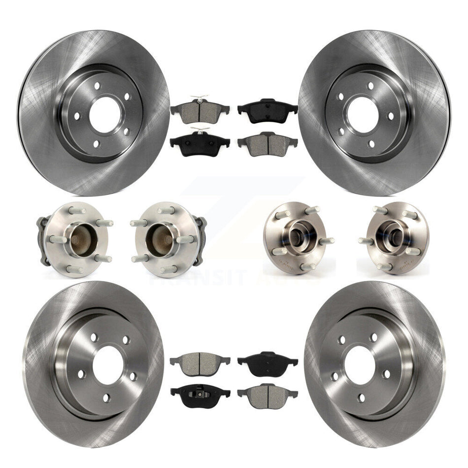 Front Rear Hub Bearings Assembly Disc Brake Rotors And Semi-Metallic Pads Kit (10Pc) For Volvo S40 C70 C30 V50 KBB-109703