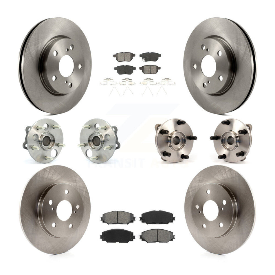Front Rear Hub Bearings Assembly Disc Brake Rotors And Semi-Metallic Pads Kit (10Pc) For 2008-2015 Scion xB KBB-109715