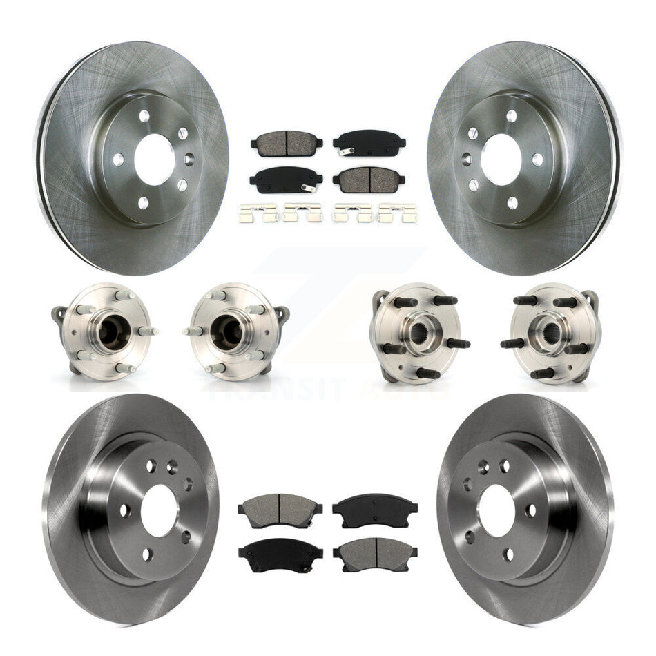 Front Rear Hub Bearings Assembly Disc Brake Rotors And Semi-Metallic Pads Kit (10Pc) For 2011-2012 Chevrolet Cruze KBB-109721