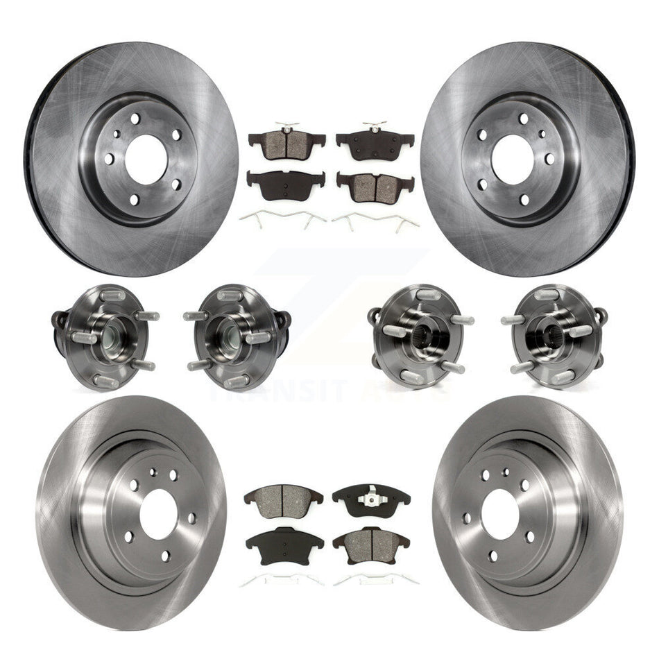 Front Rear Hub Bearings Assembly Disc Brake Rotors And Semi-Metallic Pads Kit (10Pc) For Ford Fusion Lincoln MKZ KBB-109728