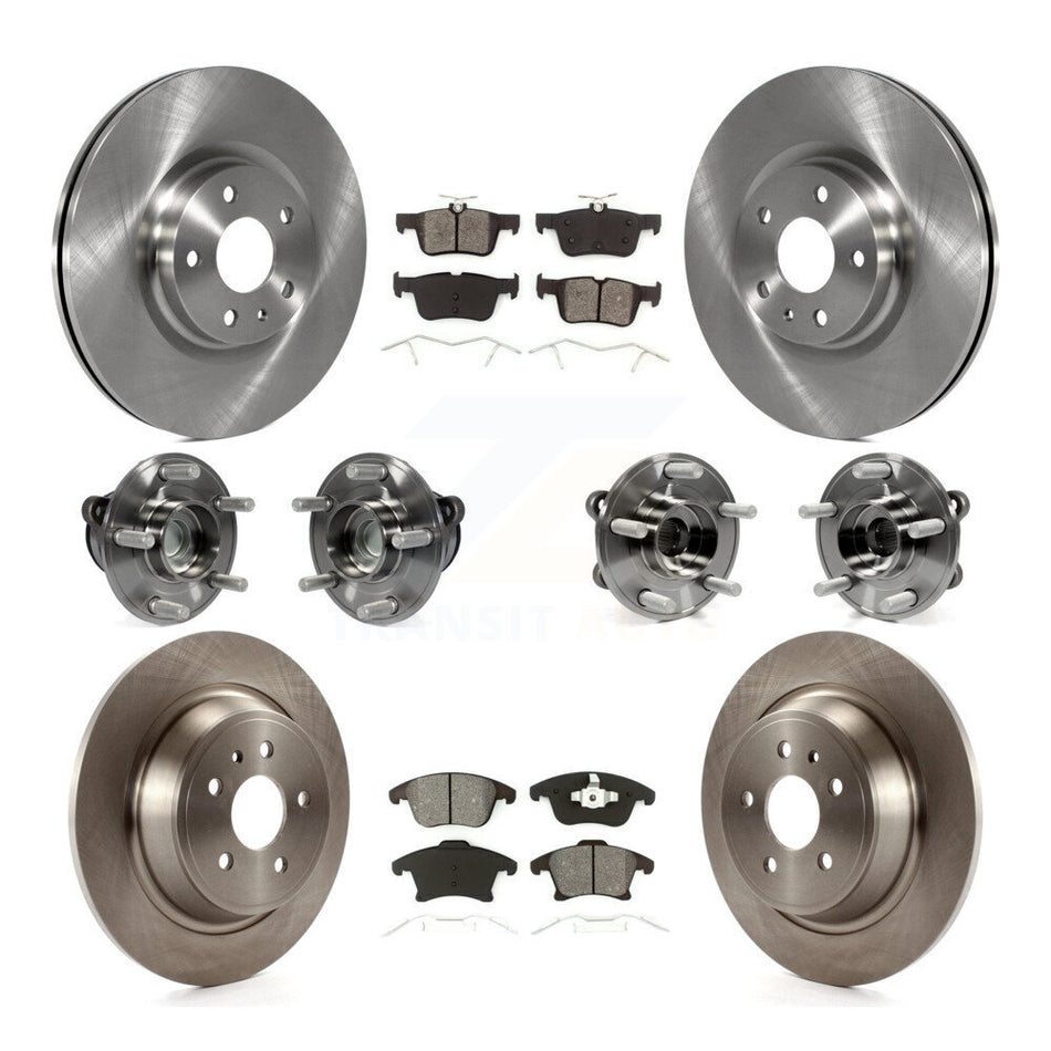 Front Rear Hub Bearings Assembly Disc Brake Rotors And Semi-Metallic Pads Kit (10Pc) For Ford Fusion Lincoln MKZ KBB-109729