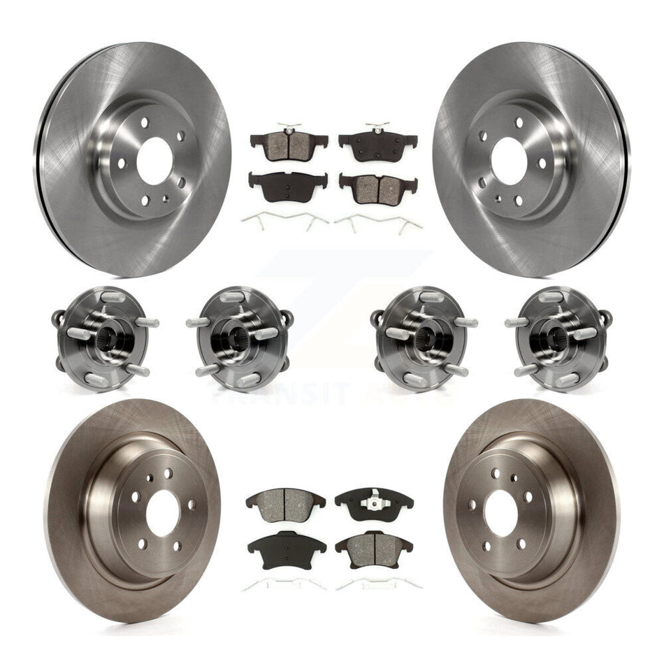 Front Rear Hub Bearings Assembly Disc Brake Rotors And Semi-Metallic Pads Kit (10Pc) For Ford Fusion Lincoln MKZ KBB-109731