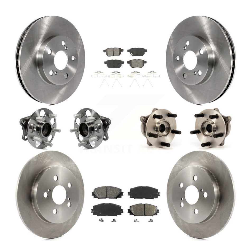 Front Rear Hub Bearings Assembly Disc Brake Rotors And Semi-Metallic Pads Kit (10Pc) For Toyota Prius Plug-In KBB-109732