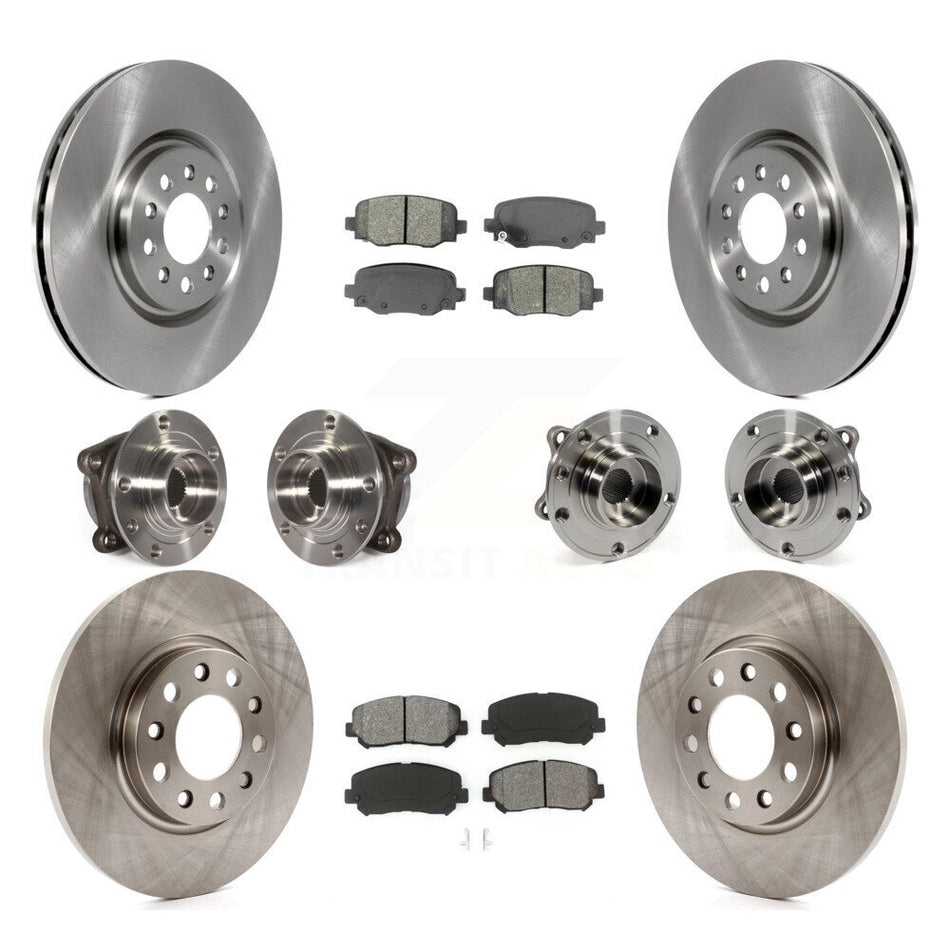 Front Rear Hub Bearings Assembly Disc Brake Rotors And Semi-Metallic Pads Kit (10Pc) For 2015-2017 Chrysler 200 AWD With 330mm Diameter Rotor KBB-109736