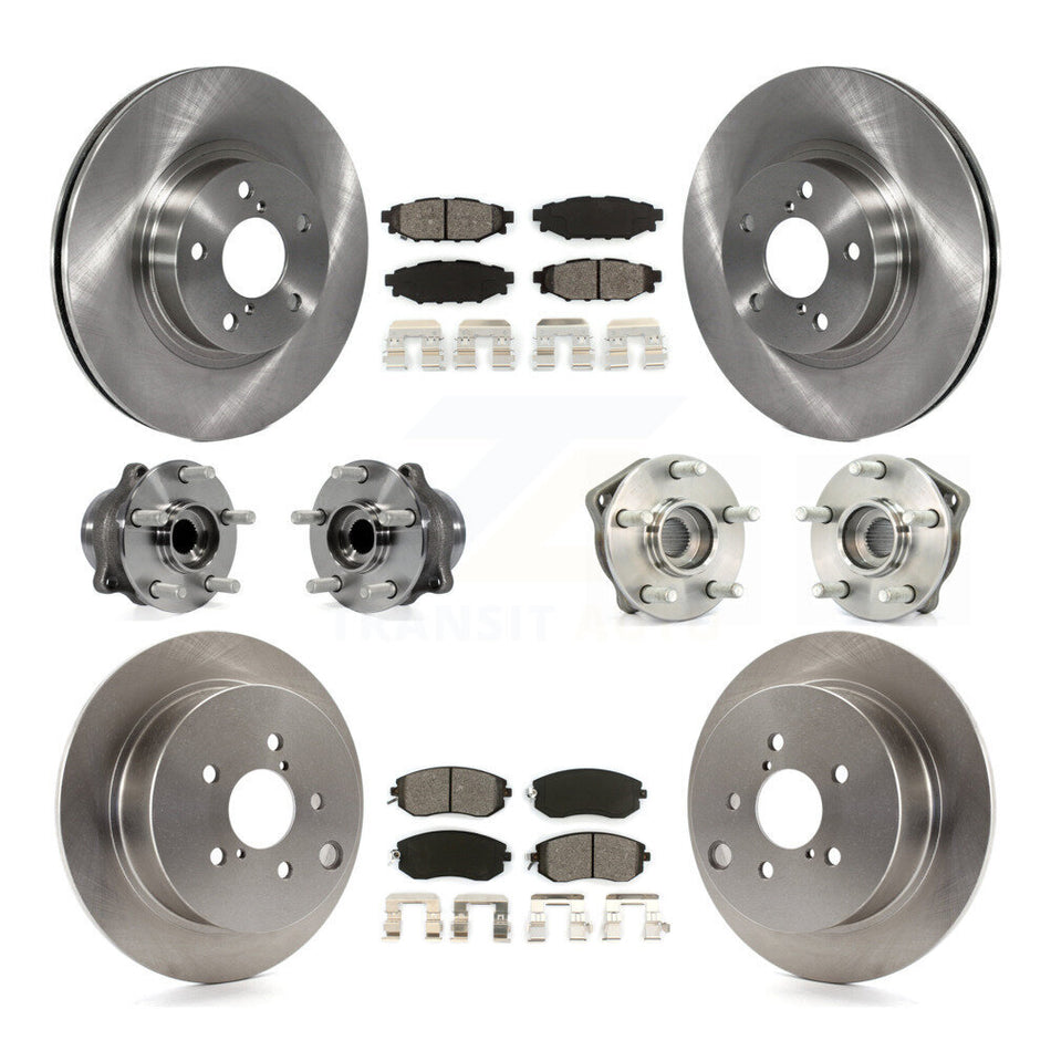 Front Rear Hub Bearings Assembly Disc Brake Rotors And Semi-Metallic Pads Kit (10Pc) For 2012-2013 Subaru Impreza Limited Base Premium KBB-109737