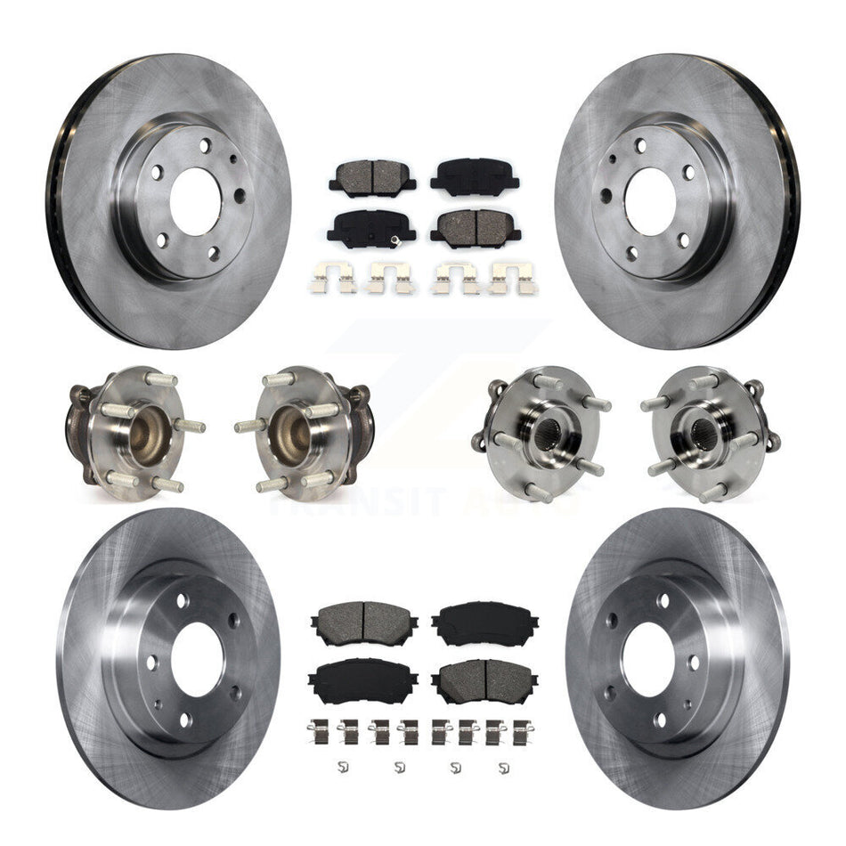 Front Rear Hub Bearings Assembly Disc Brake Rotors And Semi-Metallic Pads Kit (10Pc) For Mazda 6 KBB-109741