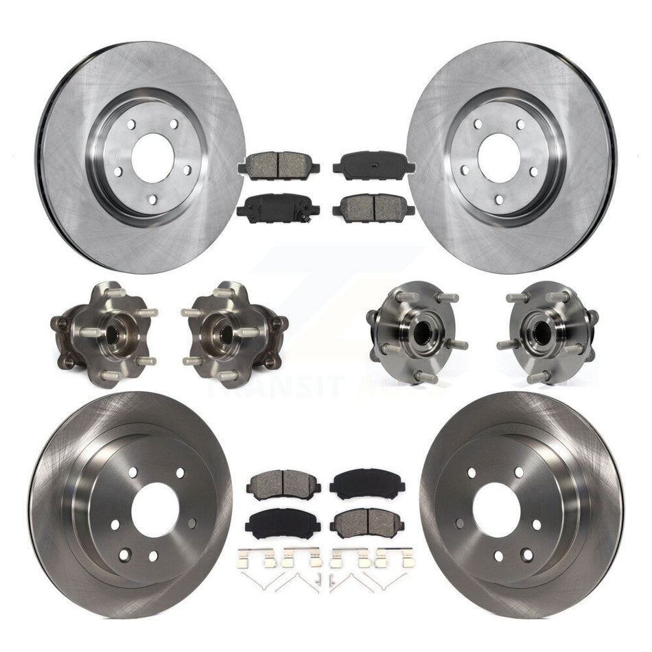 Front Rear Hub Bearings Assembly Disc Brake Rotors And Semi-Metallic Pads Kit (10Pc) For Nissan Juke KBB-109750