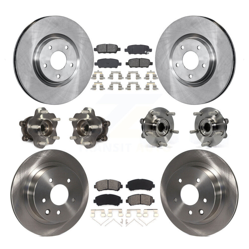 Front Rear Hub Bearings Assembly Disc Brake Rotors And Semi-Metallic Pads Kit (10Pc) For Nissan Juke KBB-109750