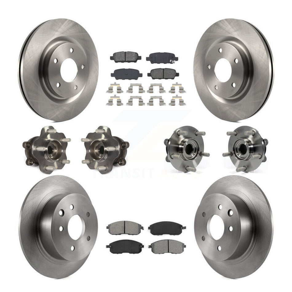 Front Rear Hub Bearings Assembly Disc Brake Rotors And Semi-Metallic Pads Kit (10Pc) For Nissan Juke KBB-109751