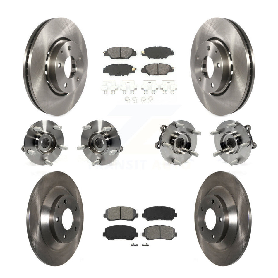 Front Rear Hub Bearings Assembly Disc Brake Rotors And Semi-Metallic Pads Kit (10Pc) For Mazda CX-5 KBB-109764