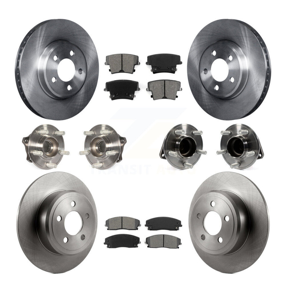 Front Rear Hub Bearings Assembly Disc Brake Rotors And Semi-Metallic Pads Kit (10Pc) For Dodge Charger Chrysler 300 Challenger KBB-109772